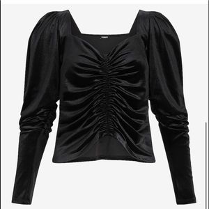 NWT Velvet Long Sleeve Ruched Front Top